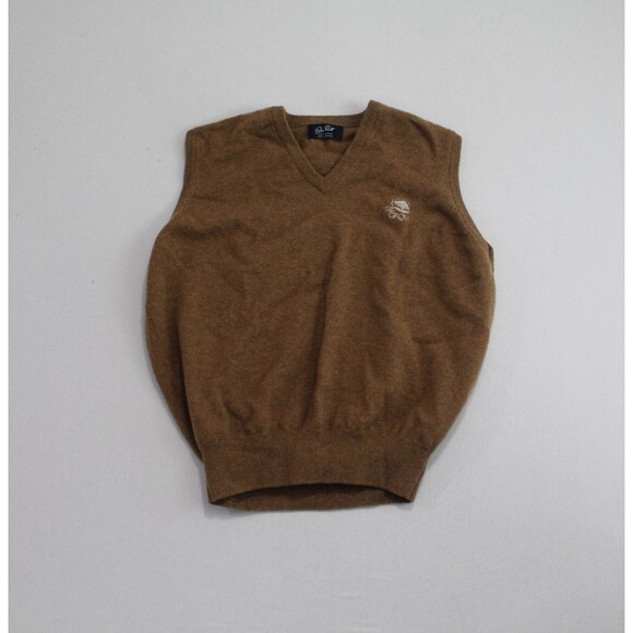 Peter Scott Men Brown Vest Sweater 100% Lambwool Size Large - Picture 1 of 8